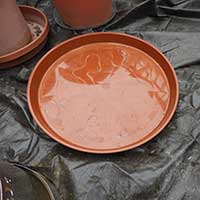 saucer for herb spiral garden